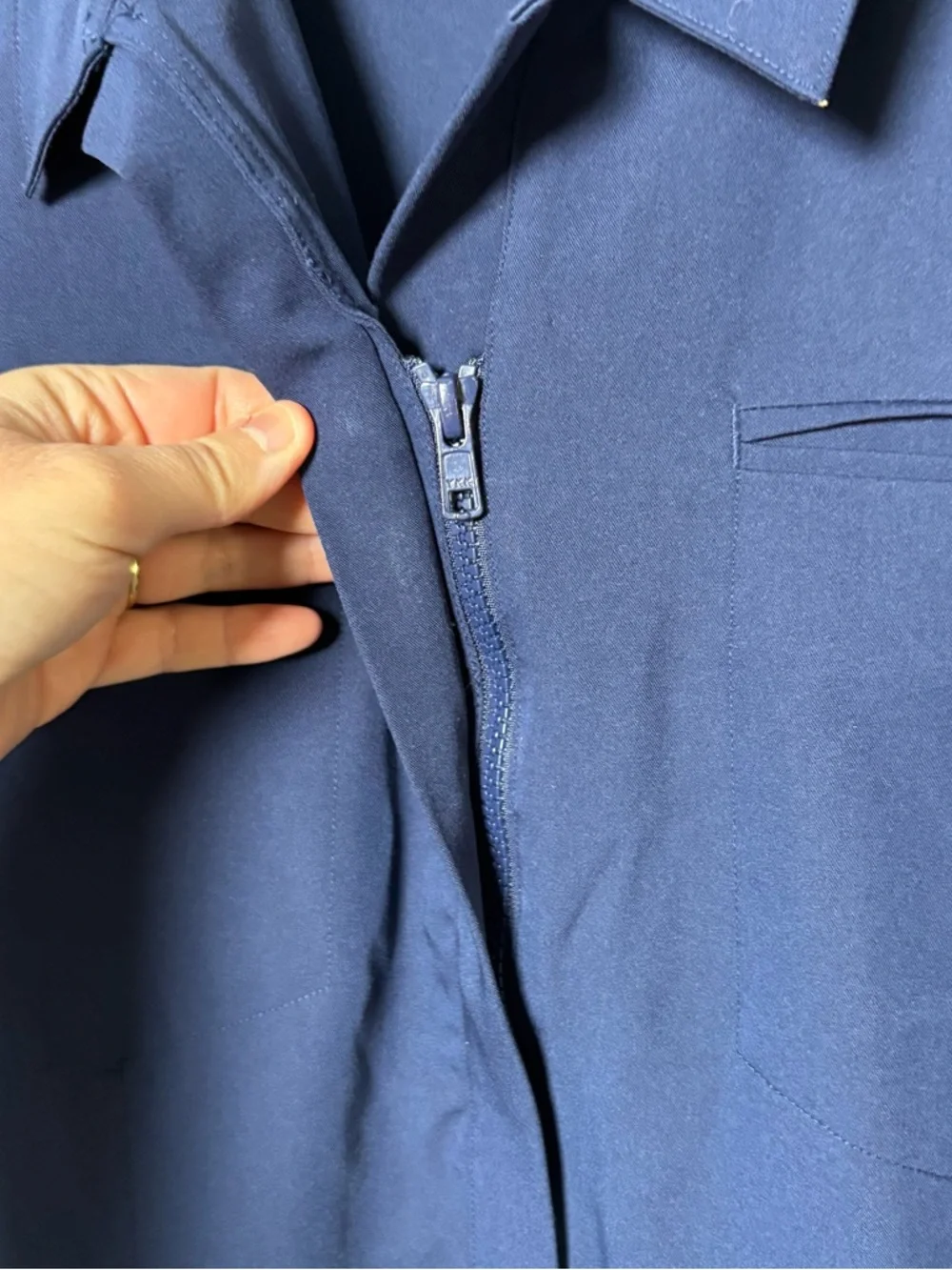 Mandala Jumpsuit Scrubs Womens XL Blue Pockets Woven Equa-Tek Full Zip Jogger - Picture 10 of 15